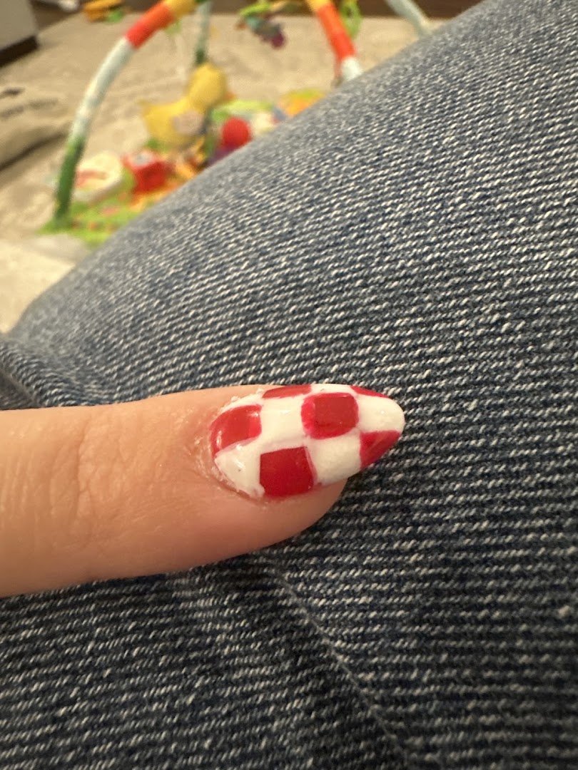 Fresh gel manicure under bright salon lights