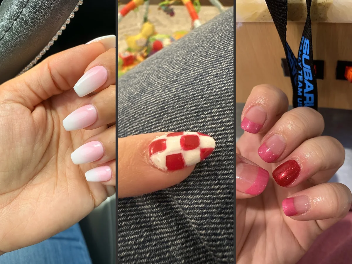 Fresh gel manicure under bright salon lights