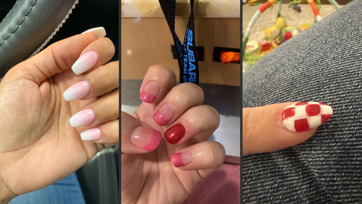 Manicured nails on a salon table